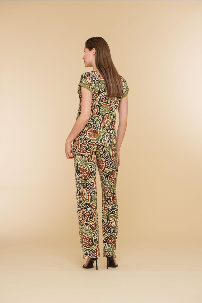 SARAH TOP MET PRINT 42053 60 Olive/Caramel